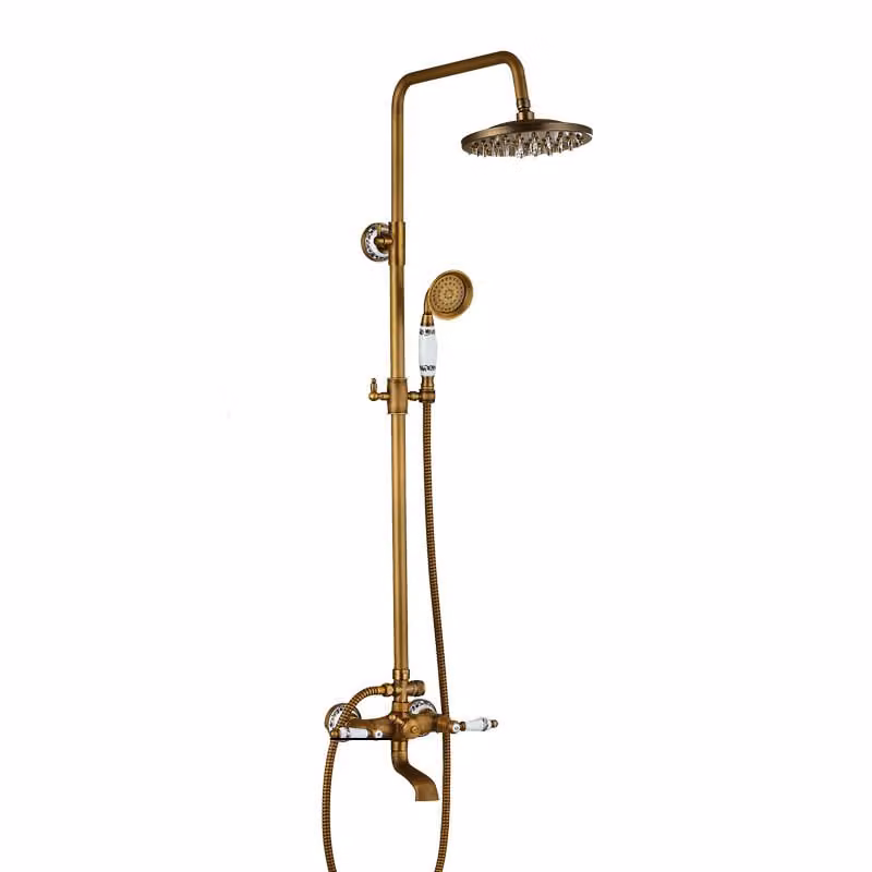 BATTERIA doccia KRAN retro ottone spazzolato LUTETIA LAUFERI