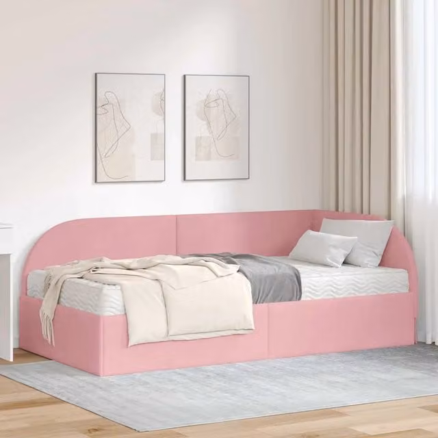 Struttura Letto Angolare con Materasso 2 pz-Giroletto con materasso Grigio Velluto 427276