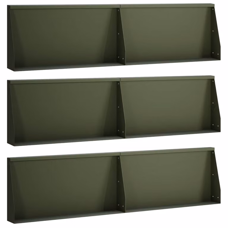 Set di 6 aiuole rialzate vidaXL in acciaio verde oliva per giardino ornamentale L: 80 cm, P: 12 cm, H: 50 cm
