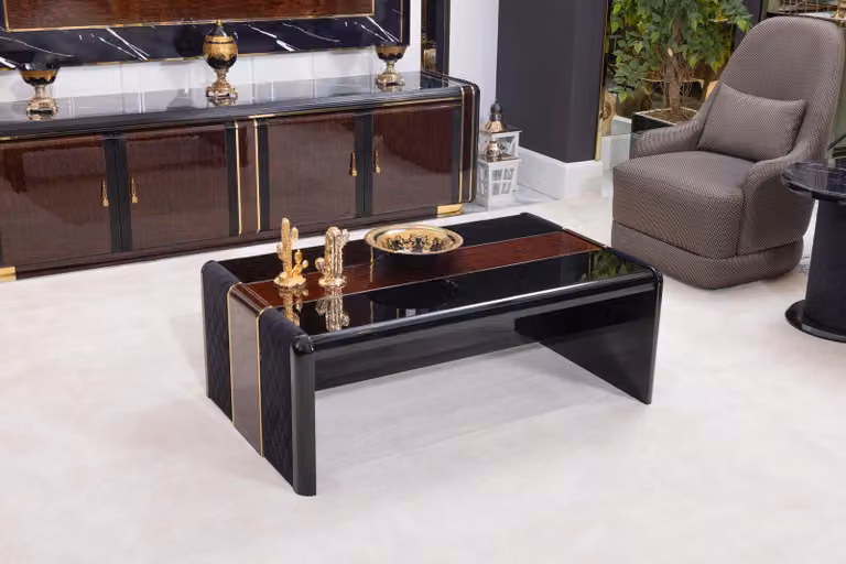Eleganter Schwarzer Couchtisch Designer Wohnzimmer Edle Holztische