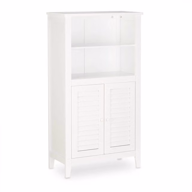 Armadio da bagno a terra 4 ripiani pratico stoccaggio stile contemporaneo 90 x 30 x 80 cm in bambù bianco 13_0004213