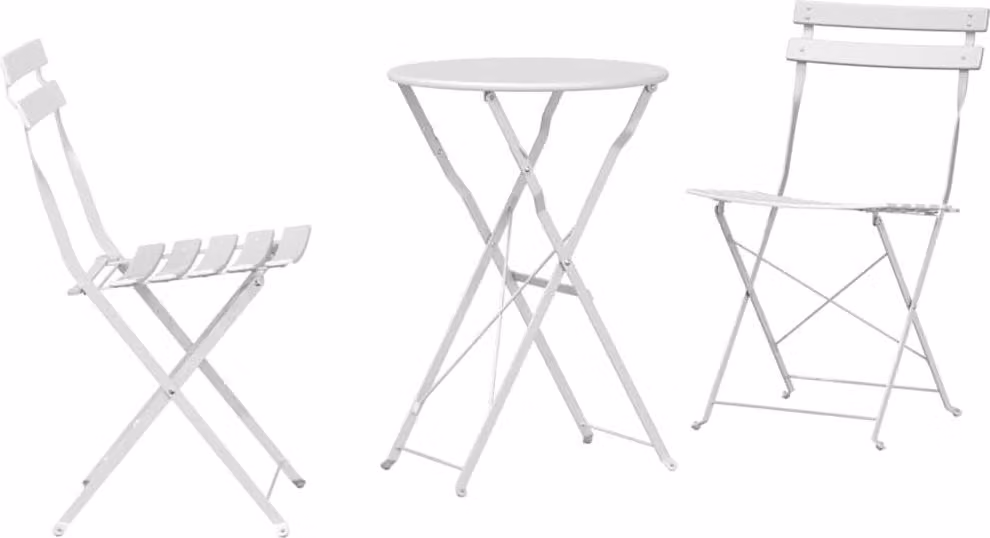 Set Bistro Pieghevole 3 pcs Bianco Acciaio