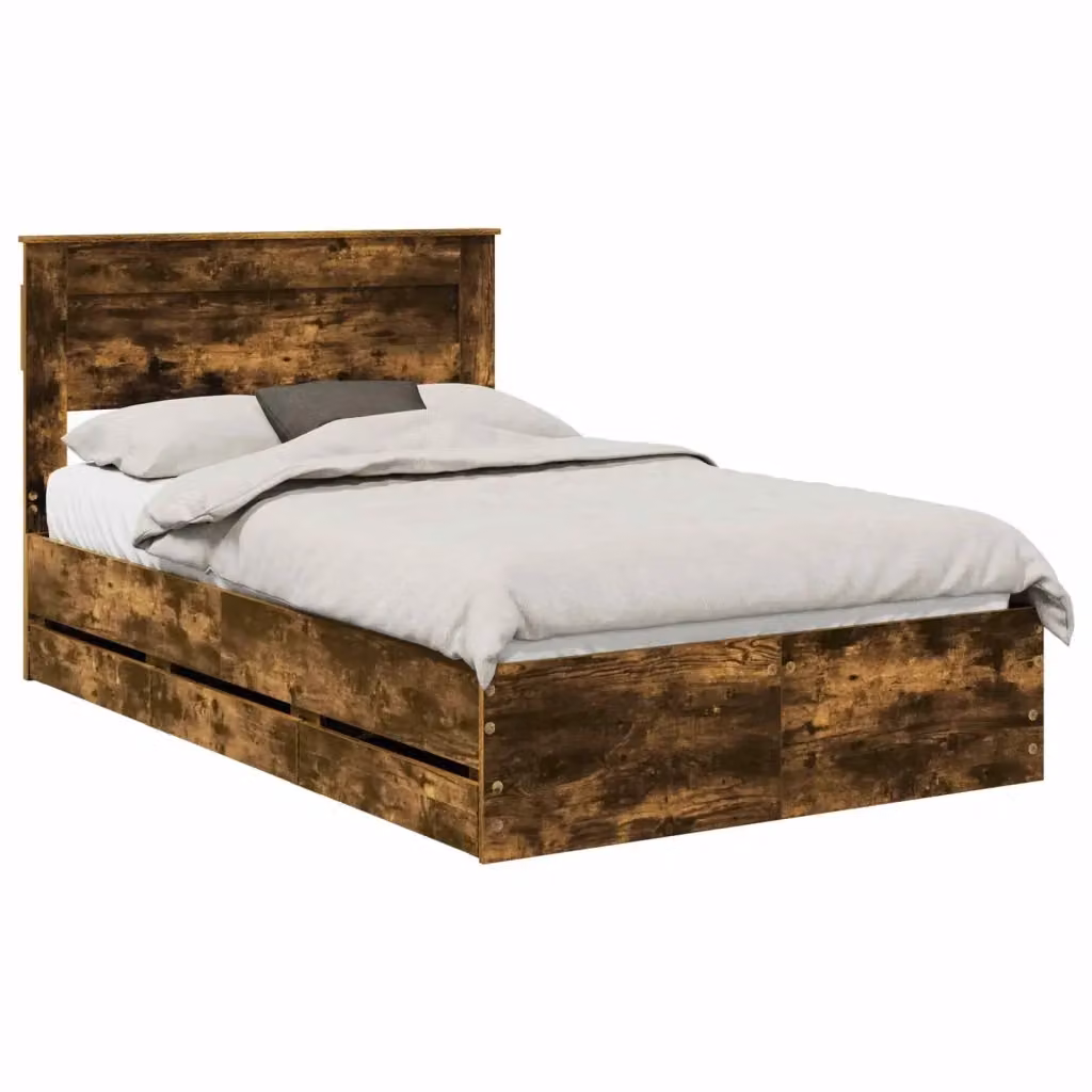 Struttura del letto moderna con cassetto vidaXL in rovere fumé L 120 x P 200 cm – 2