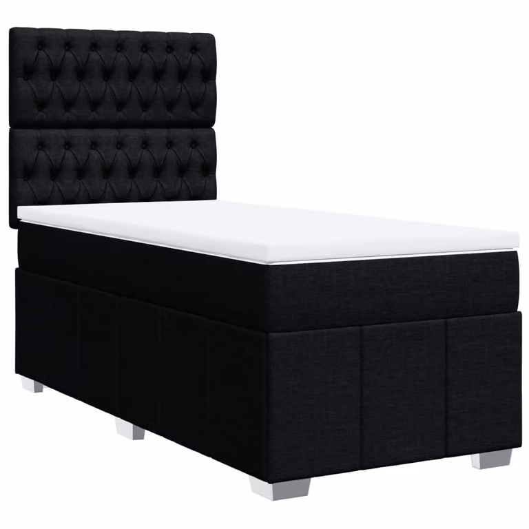 Giroletto a Molle con Materasso Nero 90x200 cm in Tessuto