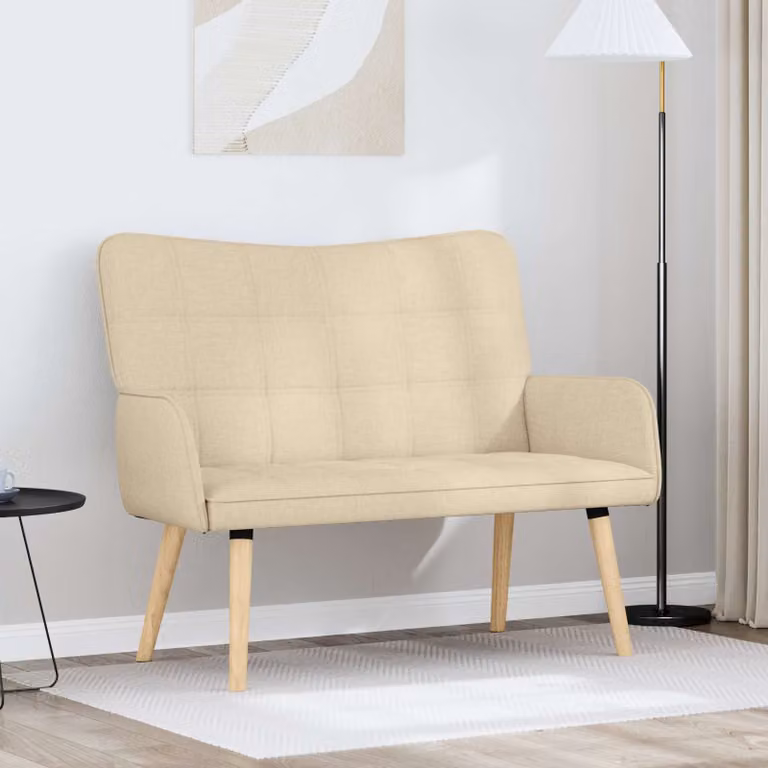 Divano a 2 posti vidaXL in tessuto beige per soggiorno e camera da letto L: 115 cm, P: 61 cm, H: 87 cm