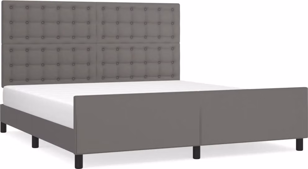 Giroletto con Testiera Grigio 160x200 cm in Pelle finta