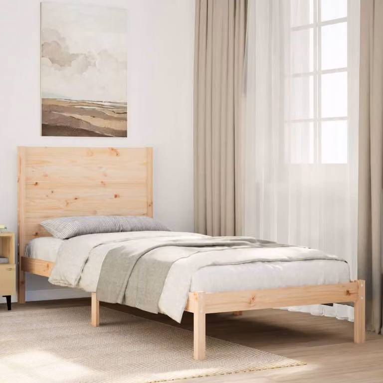 vidaXL Giroletto Extra Lungo in Legno di Pino Massello Marrone senza Materasso L/P/H: 90 x 215,5 x 100 cm