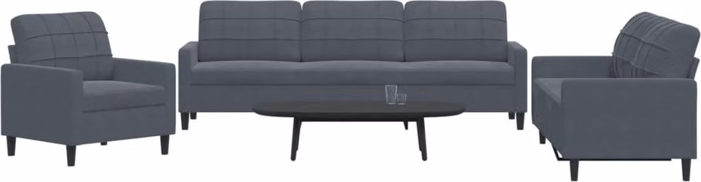 Maison Exclusive - Set divano a 3 pezzi con cuscini in velluto grigio scuro