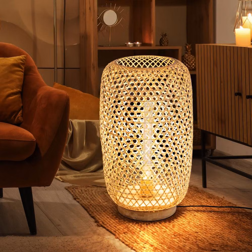 Lampada da terra a LED, vimini di bambù, naturale, H 55 cm