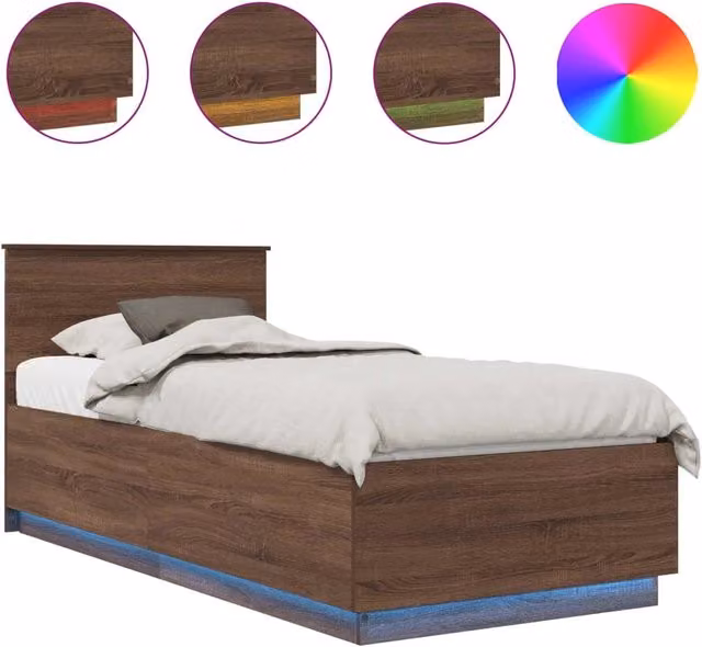 Letto singolo | Letto per adulti | Struttura del letto con testiera Rovere Marrone 70 x 190 cm