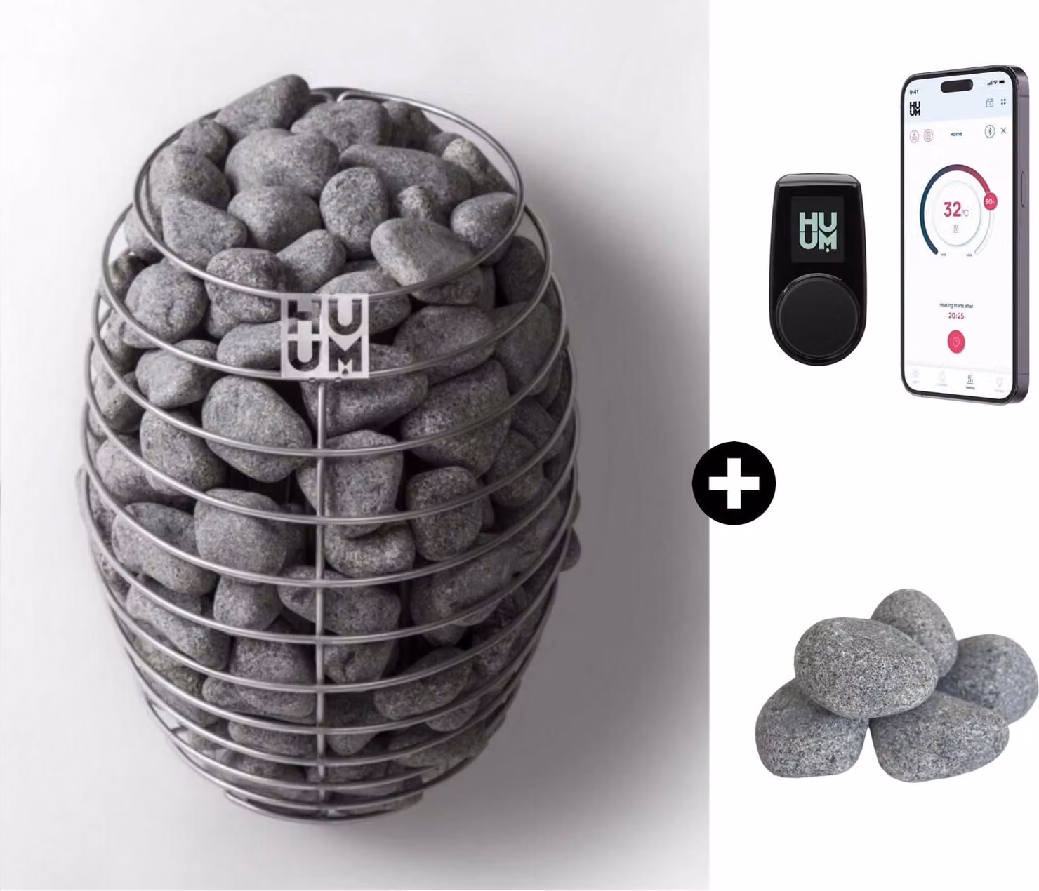 Stufa per sauna HUUM Drop 9 incl. controllo sauna UKU WiFi e 60 kg di pietre per sauna