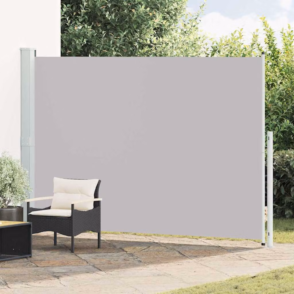 Tenda Laterale Retrattile per Patio vidaXL in Poliestere e Acciaio, Grigia, L: 314 cm, H: 200 cm