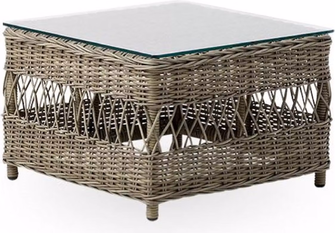 Casa Padrino Luxury Garden Table Antique Grey 60 x 60 x H. 42 cm - Tavolino da giardino e patio resistente alle intemperie con piano in vetro - Mobili da giardino e patio moderni - Collezione Luxury