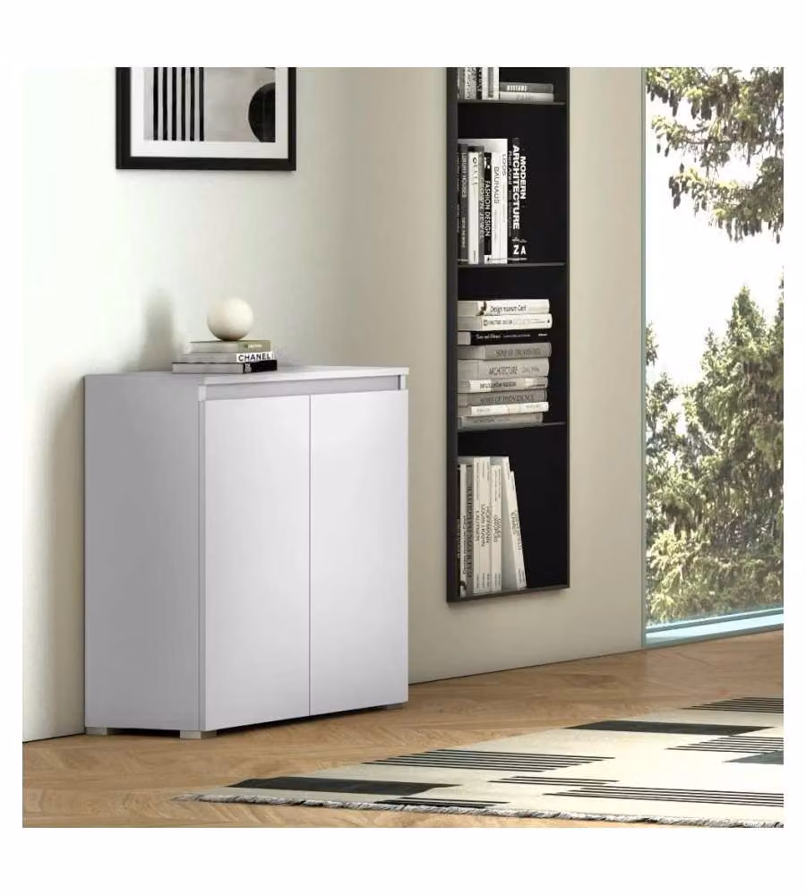 Terraneo Mobile Multiuso Bianco con 2 Ante e Ripiani Interni L/P/H: 80 x 37 x 102 cm – 1