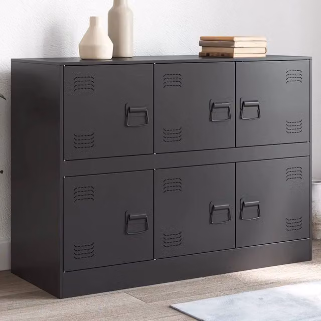 Credenza Buffet Design Mania in Acciaio Nero per Cucina e Soggiorno L: 99 cm, P: 39 cm, H: 73 cm