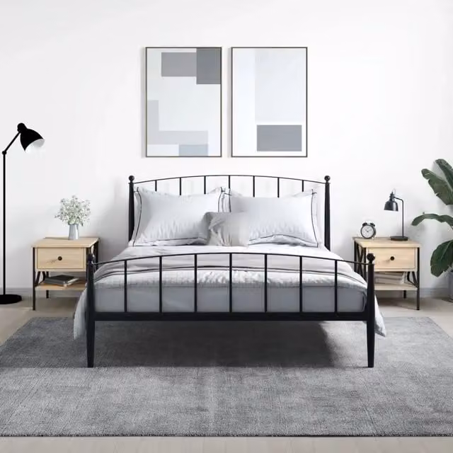 Set di 2 comodini Design Mania in stile industrial, colore rovere e beige, L/P/H: 40 x 42 x 45 cm