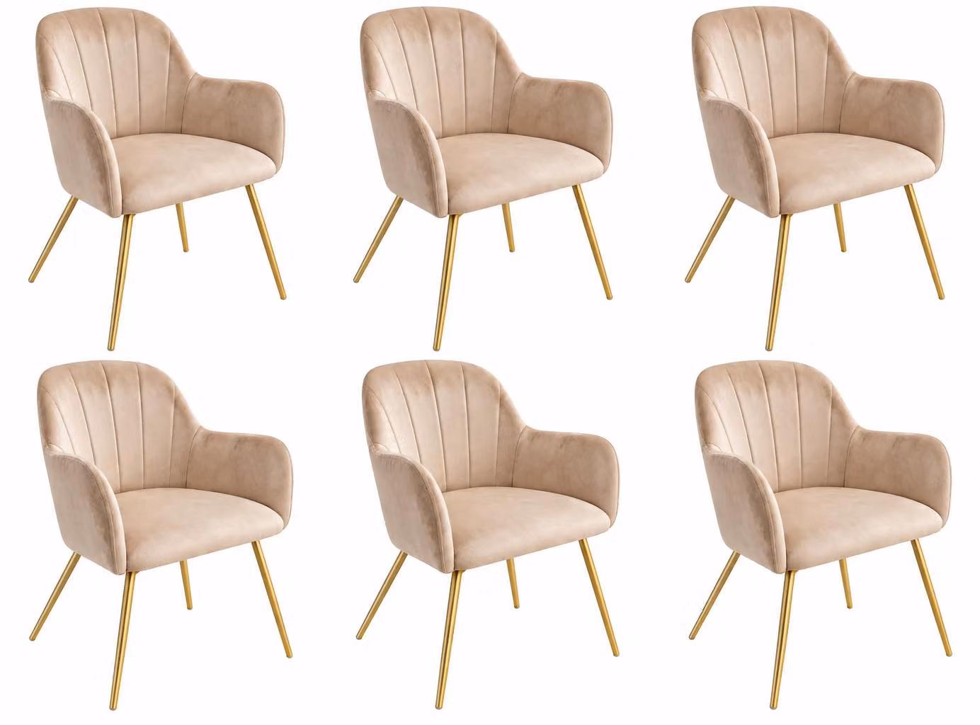 Sedie da pranzo beige, design moderno, tessuto e metallo, imbottite, mobili per il soggiorno