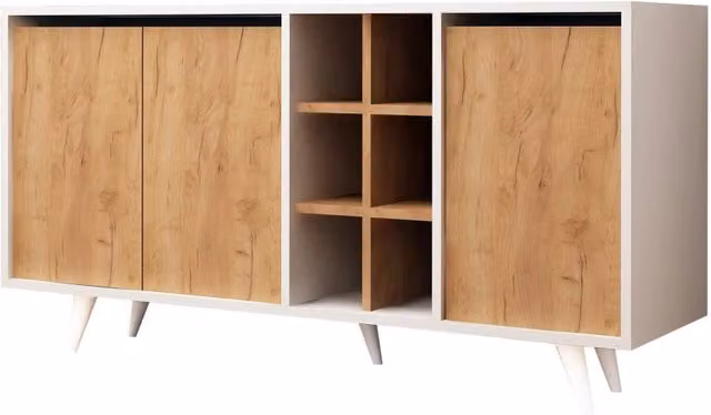 Credenza in legno "Prava" - 140 x 40 x 86 cm - Marrone