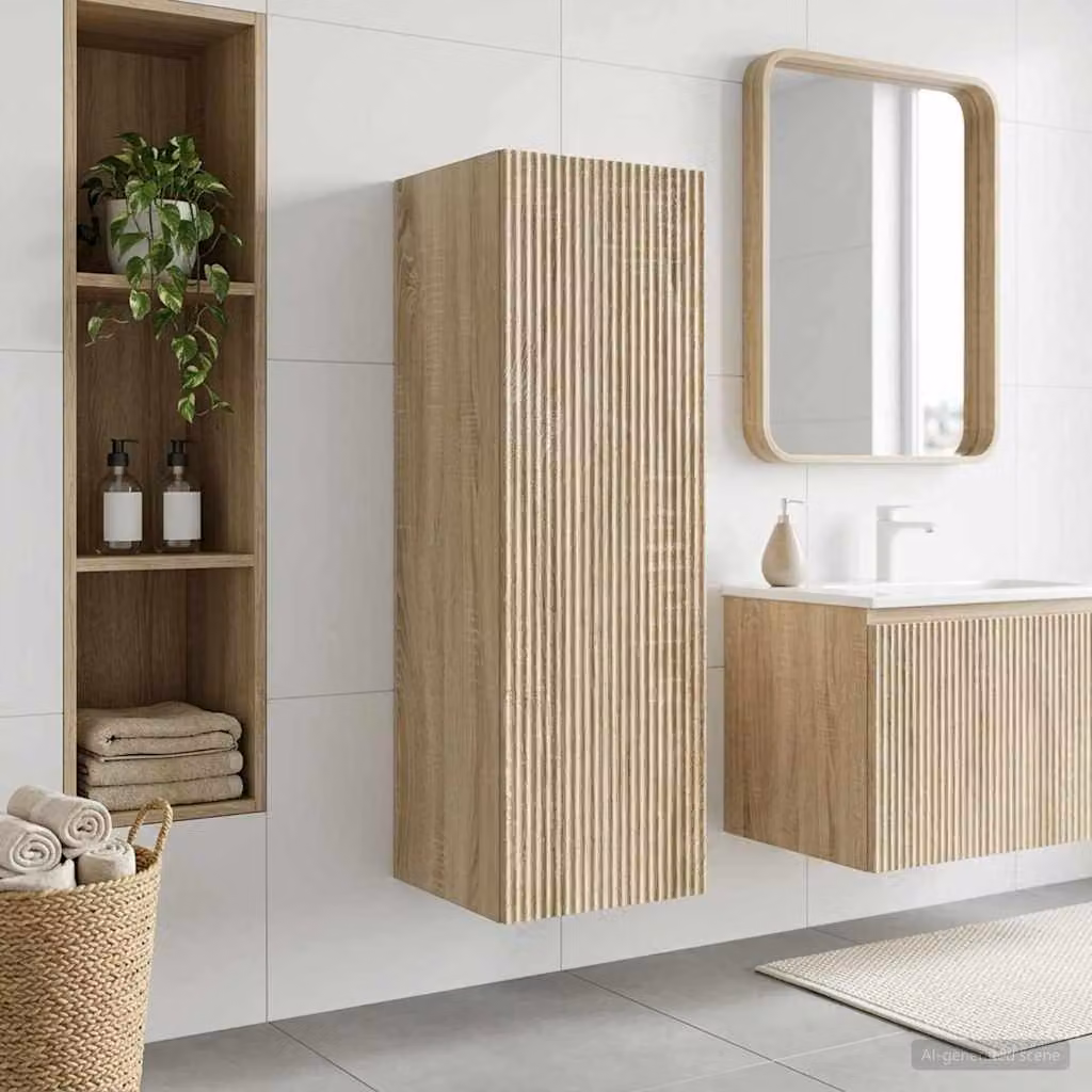 Mobiletto da bagno a muro moderno vidaXL in Rovere Sonoma, marrone, L/P/H: 33 x 34,5 x 60 cm