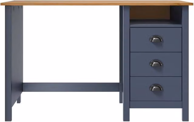 Scrivania moderna vidaXL in legno di pino per ufficio o camera da letto, L/P/H: 120 x 50 x 74 cm, Grigio/Marrone