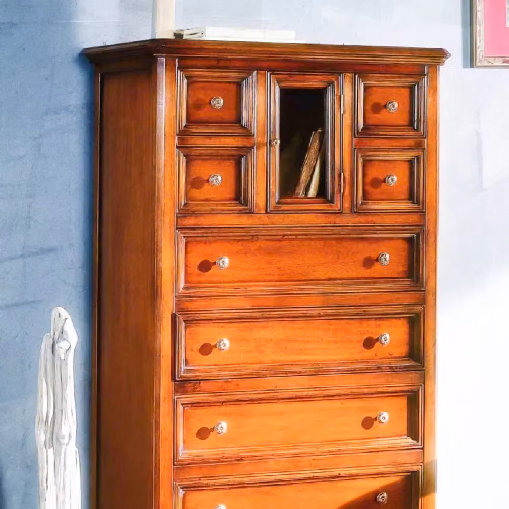 Cassettiera classica in legno con 9 cassetti Mobili 2G finitura bassano L: 70 cm, P: 43 cm, H: 140 cm – 3