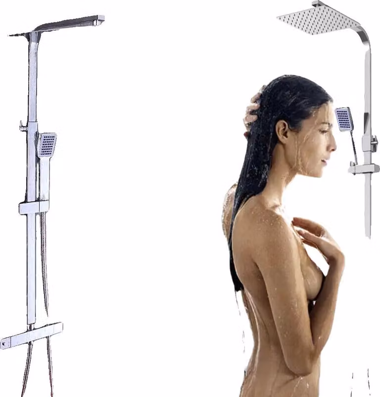 Sistema doccia termostatico, ottone e acciaio inossidabile, soffione da 8 pollici, altezza regolabile da 30 pollici, compatibilità universale, facile installazione