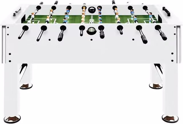 Tavolo Calcio Balilla vidaXL in Acciaio e Legno, Bianco, L 140 x P 74,5 x H 87,5 cm
