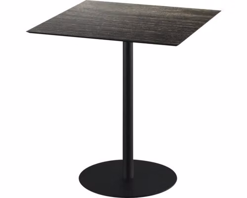 Urban - Tavolo da terrazzo, struttura nera + piano in HPL effetto legno sbiancato, 70x70 cm, 1 pezzo