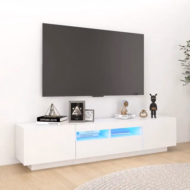 Mobile Porta TV Moderno vidaXL Bianco con Luci LED Integrate L/P/H: 180 x 35 x 40 cm