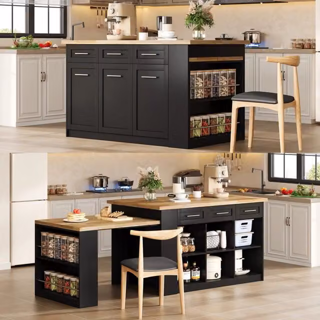 Tavolo da cucina allungabile ¨C Minimal ¨C Nero effetto legno, 150x96 cm, salvaspazio