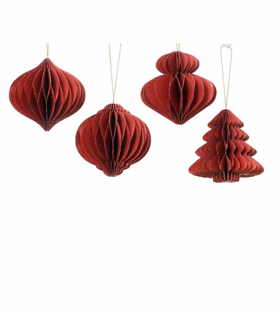 Decoris Addobbo Natalizio in Carta - Rosso - 8 cm