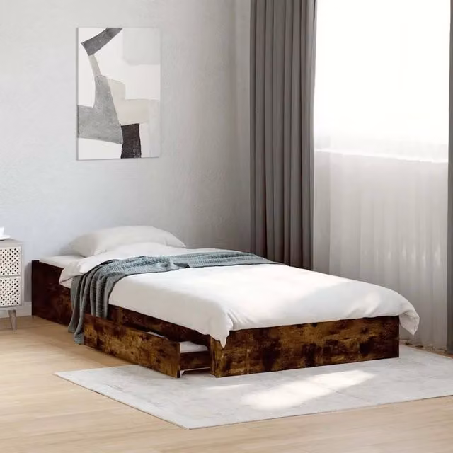 Giroletto con cassetti vidaXL in legno Rovere Fumo, L/P/H: 90 x 190 cm