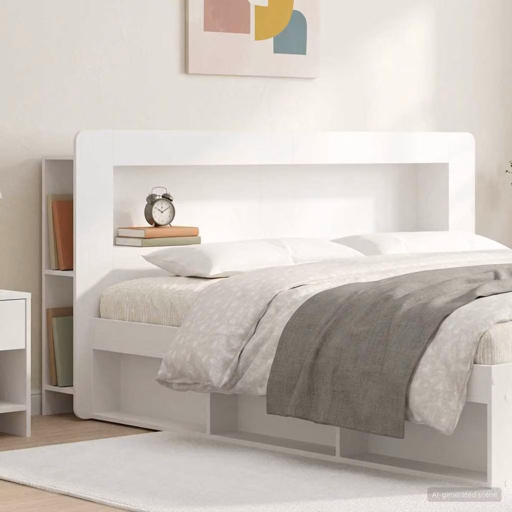 Testata del letto con ripiani integrati vidaXL in legno ingegnerizzato bianco