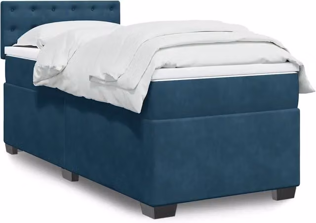 Giroletto a Molle con Materasso Blu Scuro 90x190 cm in Velluto 3286190