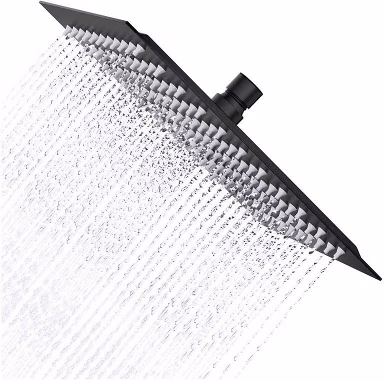 Doccia a soffione, diametro 40 cm, colore nero, acciaio inossidabile, anticalcare