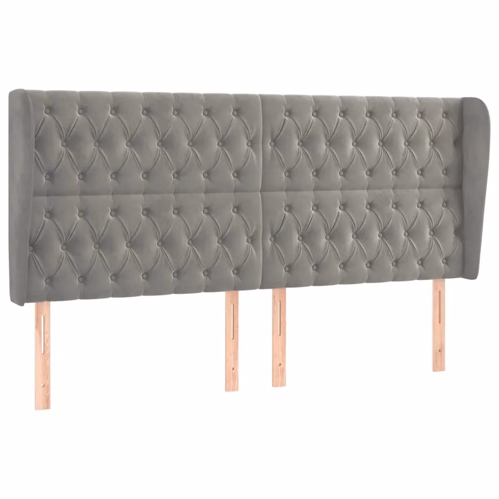 Testiera con Orecchie Design Mania in Velluto Grigio Chiaro L: 203 cm, P: 23 cm, H: 118/128 cm – 2