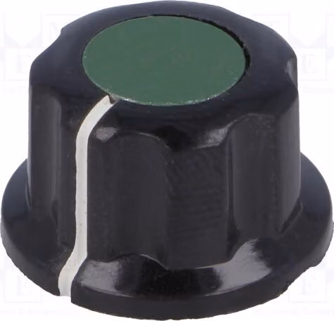 1 manopola rotante con flangia, diametro albero: 6,35 mm, dimensioni: 16,5 x 11 mm, materiale: bachelite, colore: verde, serie G19-GN