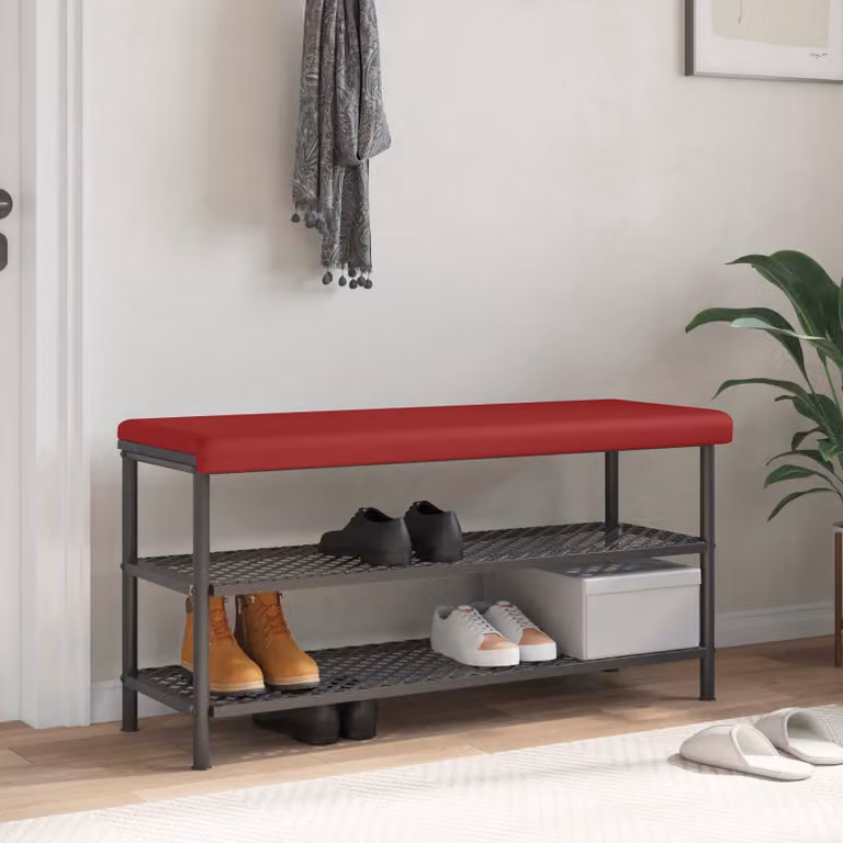 vidaXL Cuscino per panchina in similpelle rosso, forma rettangolare con imbottitura in schiuma e base antiscivolo, L 110 cm x P 35 cm x H 3,5 cm