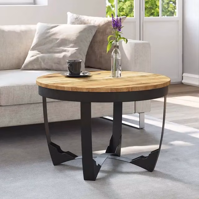 Tavolino da salotto vidaXL in legno di mango e metallo, colore marrone, L: 60 cm, P: 40 cm