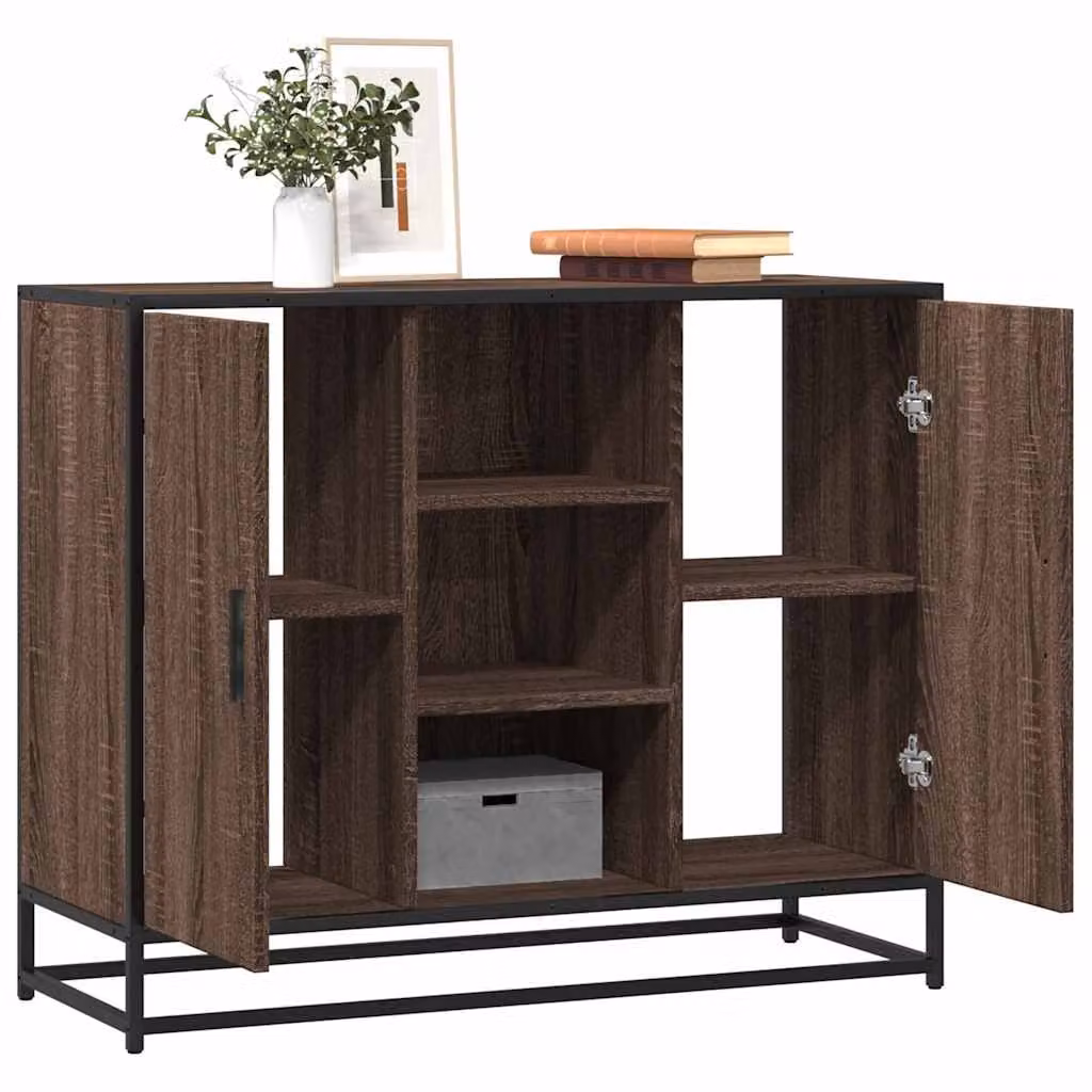 Credenza in stile industriale vidaXL in legno e metallo, colore marrone, L 92 x P 35 x H 76 cm