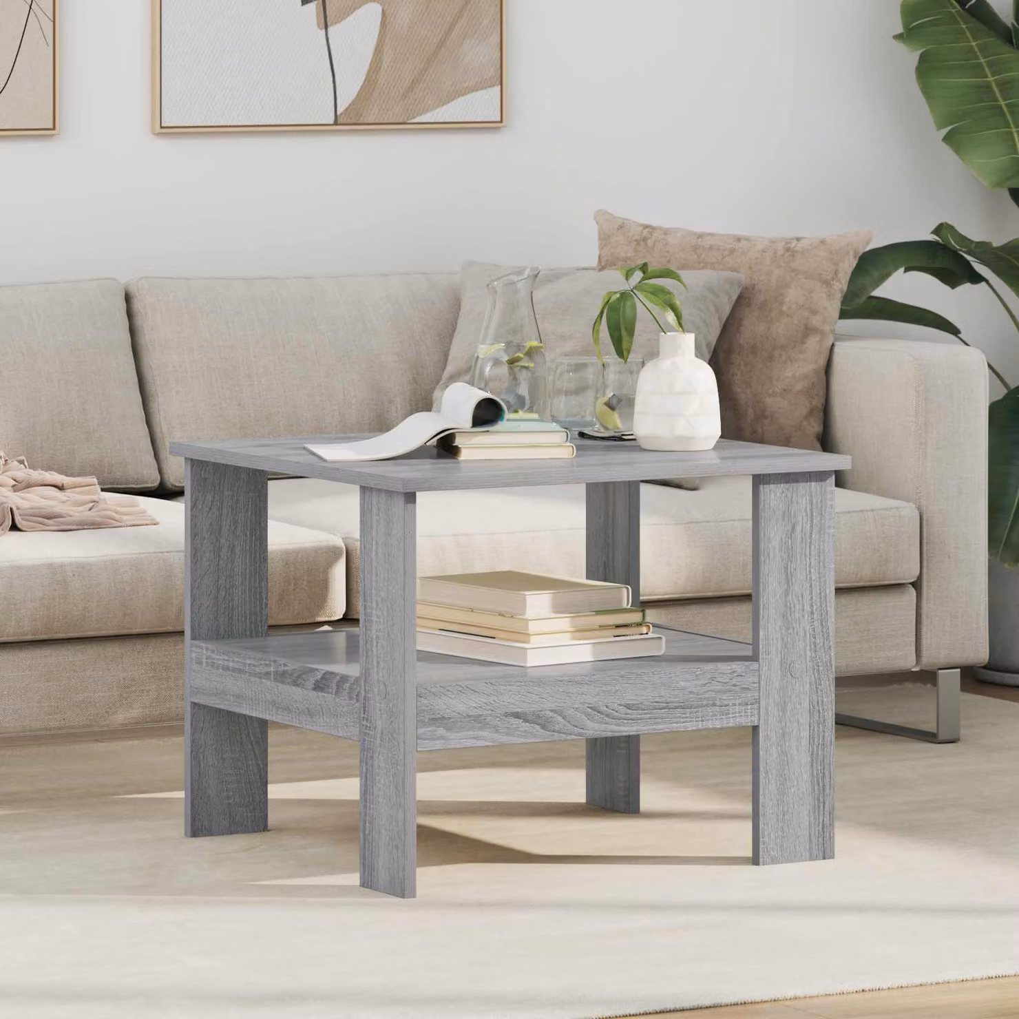 vidaXL Tavolino da salotto moderno in MDF grigio L: 57 cm, P: 55 cm, H: 45 cm