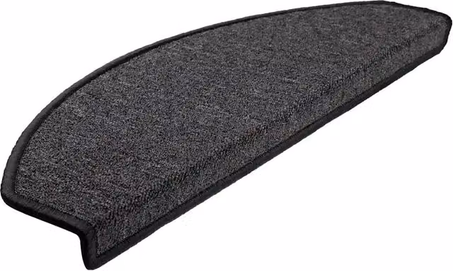 Set di 20 tappetini per scale semicircolari DESIGN IN in polipropilene, antiscivolo e fonoassorbenti, colore antracite, L: 65 cm, P: 24 cm, H: 4 cm