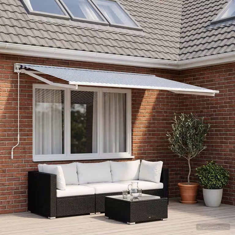 Telo di ricambio per tenda da sole vidaXL in poliestere, Blu e Bianco, L 400 x P 300 cm