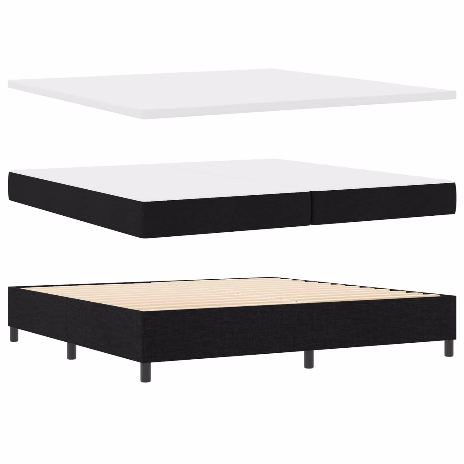 Letto a molle con materasso e illuminazione LED vidaXL, colore nero, rivestimento in tessuto, L/P: 200 x 200 cm – 1