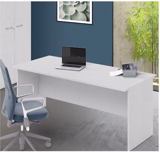 Scrivania per ufficio 180x80x74H bianco frassinato Ibisco – Made in Italy