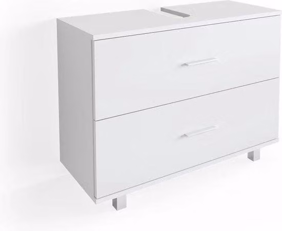 Mobile da bagno bianco con nicchia e design compatto
