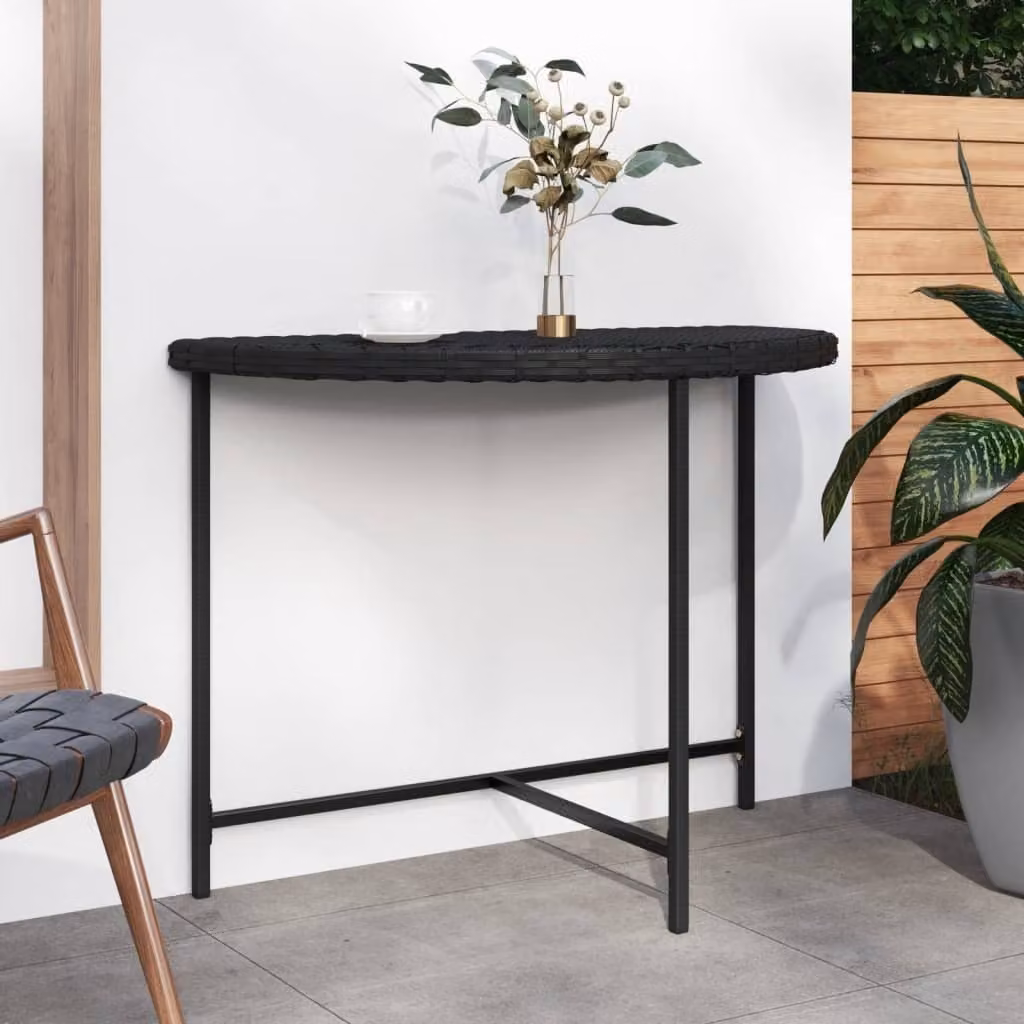 The Living Store Tavolo da giardino nero 100x50x75 cm Poly Rattan