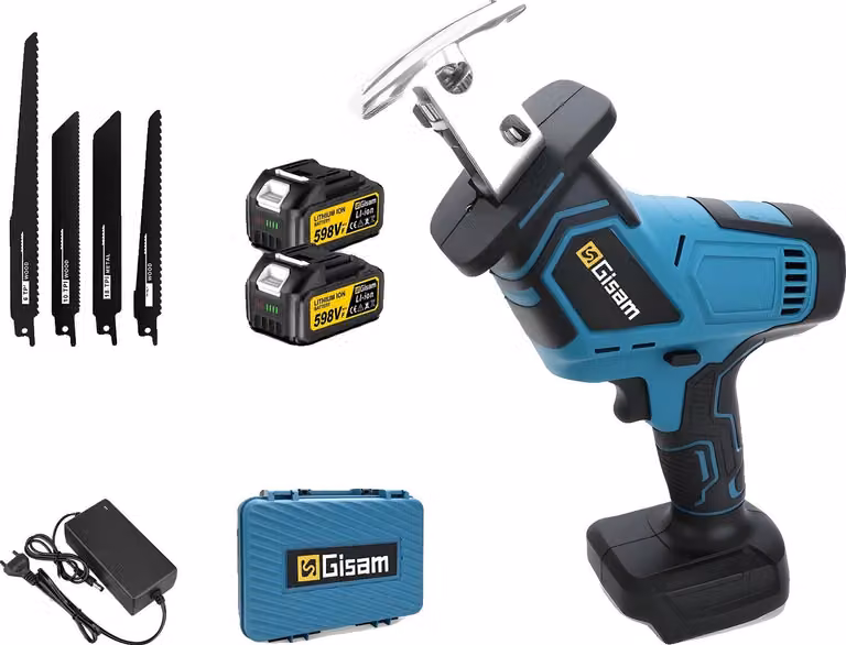 Sega a pendolo, motore brushless, utilizzo con una sola mano, 2 batterie