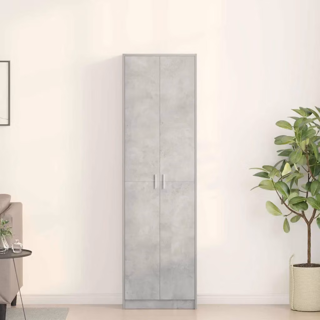Armadio moderno vidaXL in MDF grigio cemento con ante a battente e ripiani interni L/P/H: 55 x 25 x 189 cm