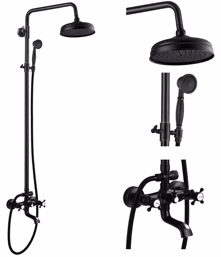 Rubinetto doccia da bagno in bronzo, finitura a olio, design a pioggia, miscelatore, diametro 8 pollici, forma rotonda